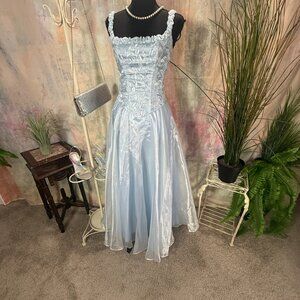 VTG📌 Aspeed Iridescent Organza 90s Fitted Corset-Style Bodice Prom Formal Gown
